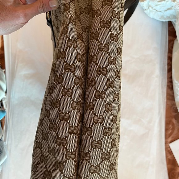 Gucci GG Canvas Dark Brown Signature Handbag Large Leather Weekender Tote Bag NW - Picture 8 of 9